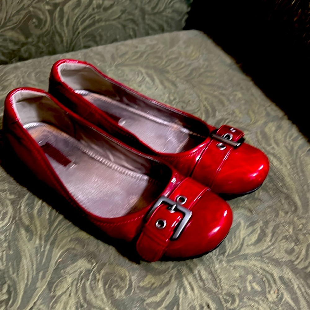 Red Patton leather Ballet Slipper slip on